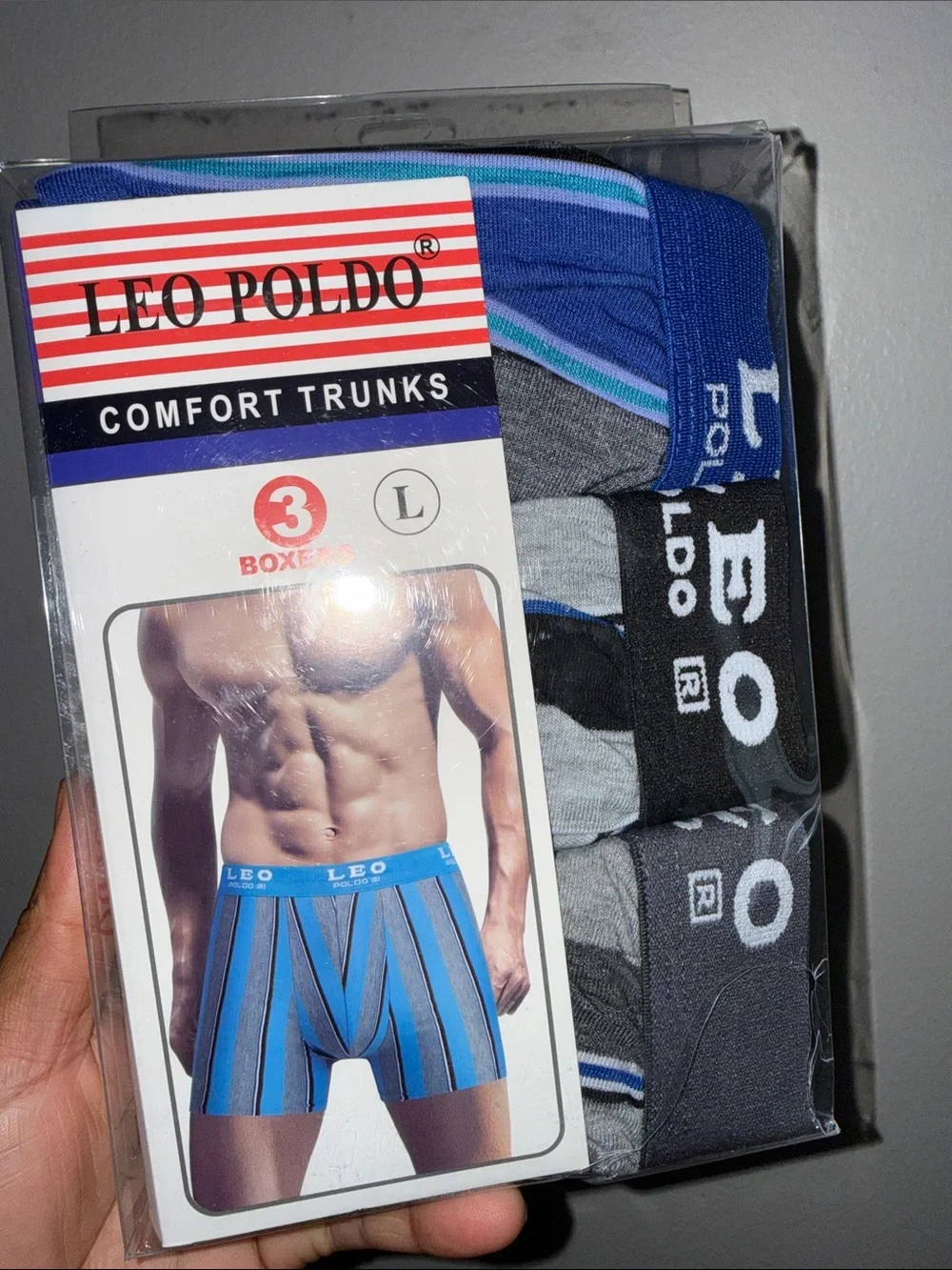 Men's Blue & Gray Comfort Trunks - 3 Pack (L)